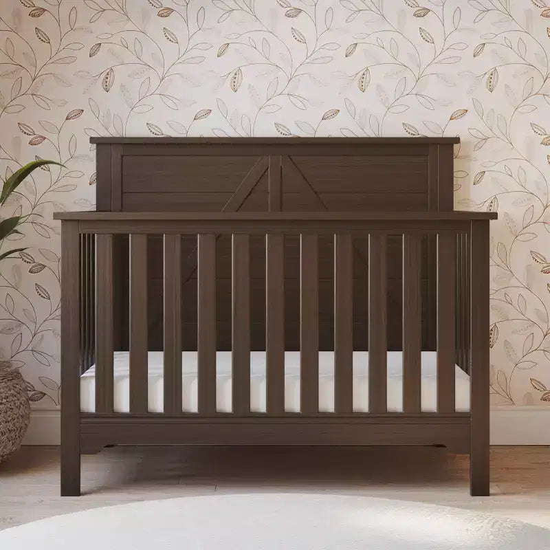 Lettino trasformabile 4 in 1, si trasforma in lettino da giorno, letto per bambini e letto matrimoniale full size, 3 posizioni del materasso, finitura sicura per i bambini