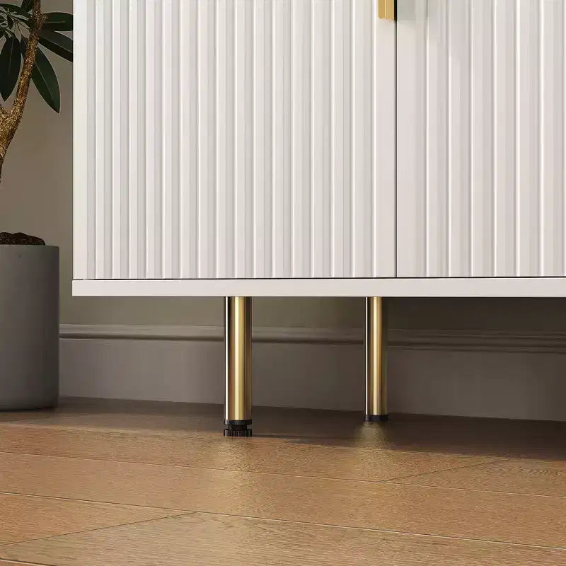 56.69-inch Modern Sideboard with Storage Functionality Large Sideboard with Grooved Side Panels and Adjustable Shelves White