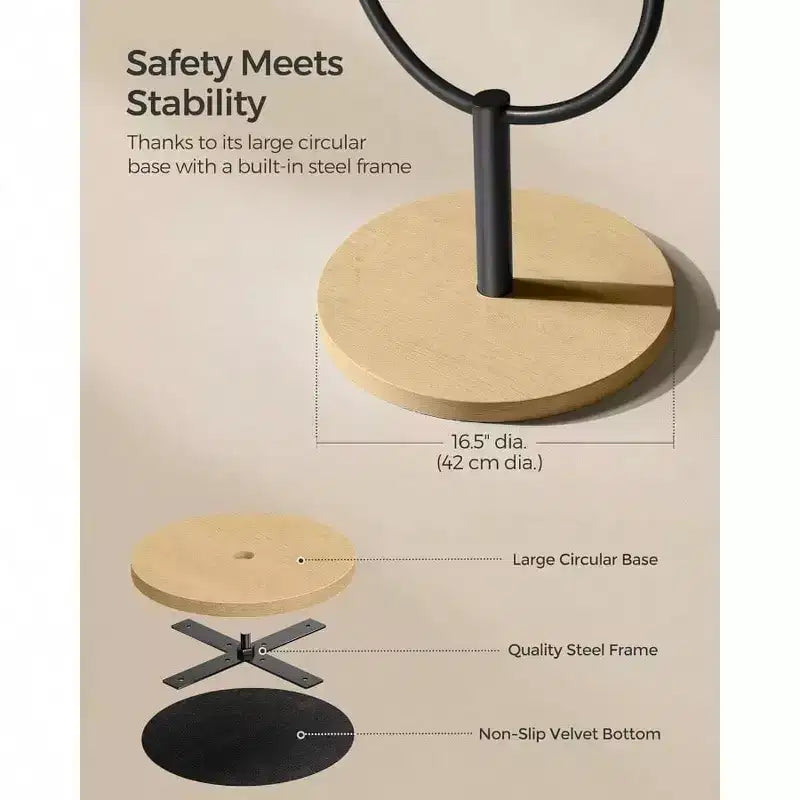 Specchio da terra a figura intera, design premiato 3 in 1. In beige rovere e nero inchiostro, per arredare soggiorno e camera da letto