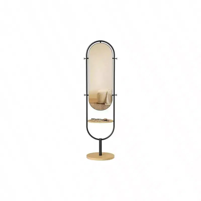 Specchio da terra a figura intera, design premiato 3 in 1. In beige rovere e nero inchiostro, per arredare soggiorno e camera da letto