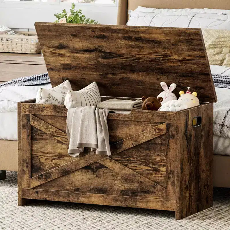 Panca contenitore in legno con cerniera di sicurezza e seduta multifunzione, grande scarpiera, multifunzionale, per ingresso, soggiorno e camera da letto