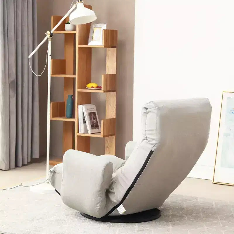 Poltrona a sacco girevole a 360 gradi, poltrona divano con tasca laterale, seduta da pavimento con poggiatesta regolabile, per camera da letto e soggiorno, grigio cemento