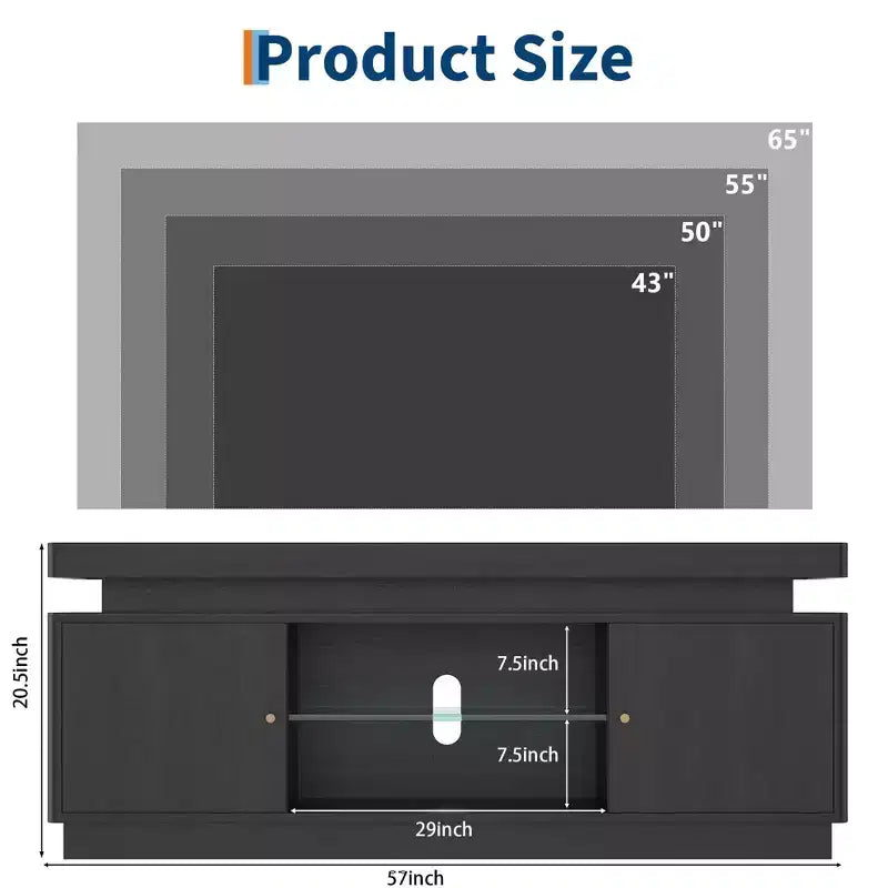 Mobile TV moderno per televisori fino a 65, mobile porta TV in legno da 63'' con ante contenitore, console multimediale per soggiorno o camera da letto