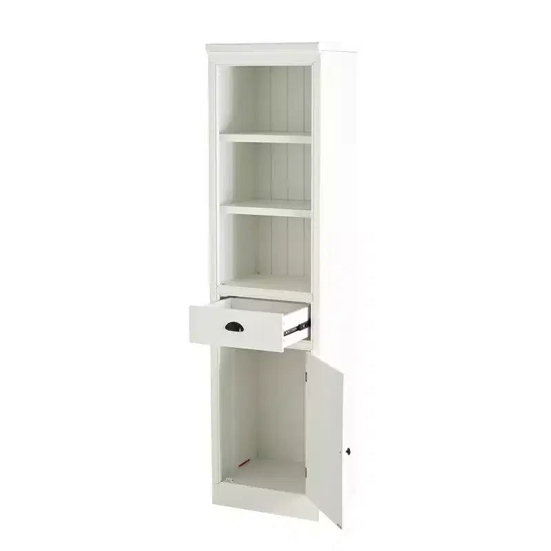 Organizer dispensa in legno di piccole dimensioni per cucina, libreria espositiva indipendente da 75in, libreria stile rustico per ingresso, soggiorno o ufficio domestico, bianca