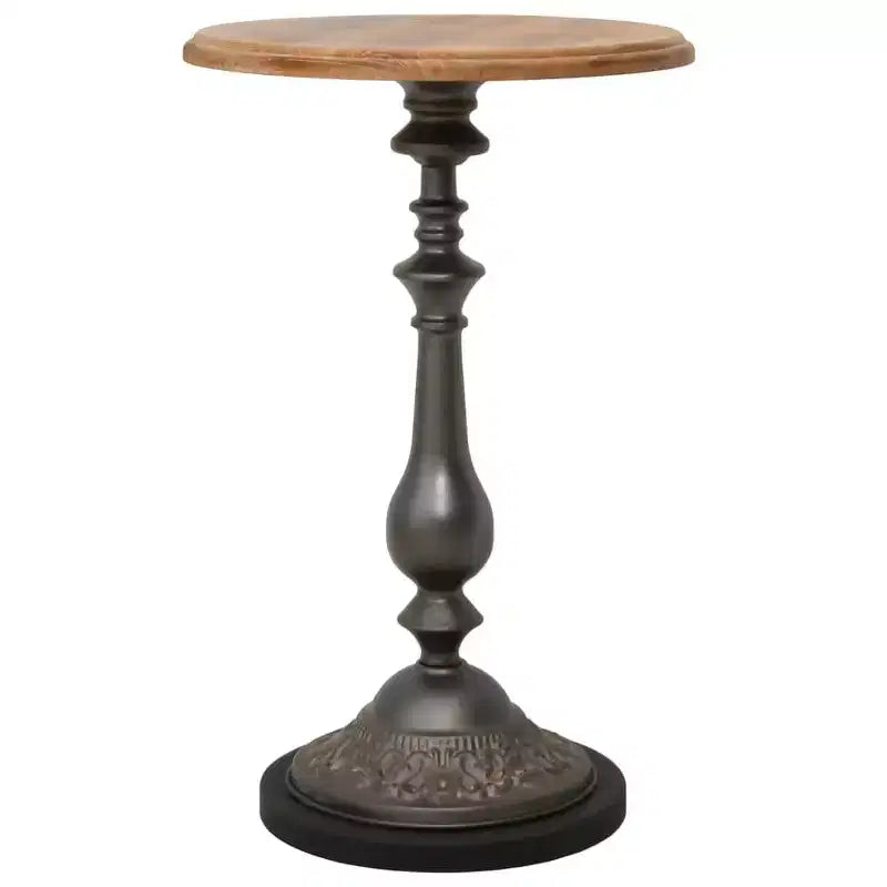 XL End Table Brown Solid fir wood and steel Small Simplistic