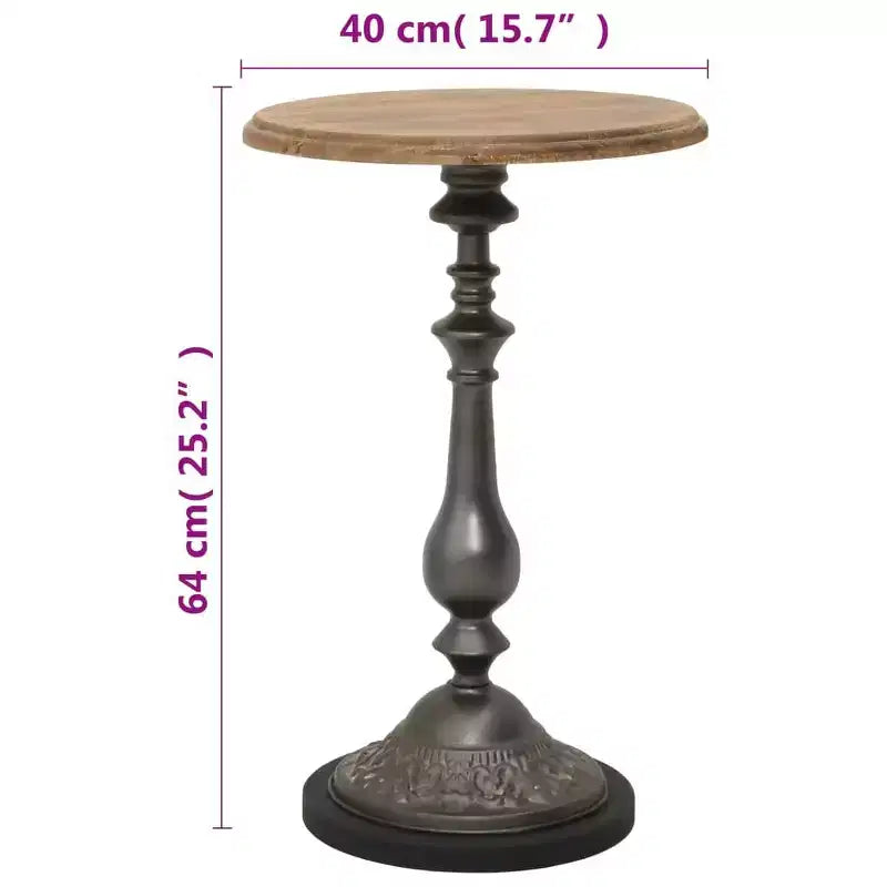 XL End Table Brown Solid fir wood and steel Small Simplistic
