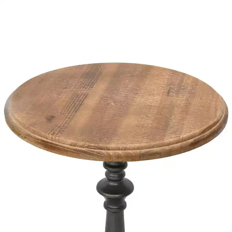 XL End Table Brown Solid fir wood and steel Small Simplistic