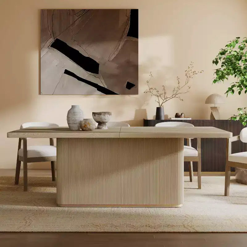 Tavolo da pranzo moderno rettangolare oversize da 84 per 8 persone, con base a piedistallo