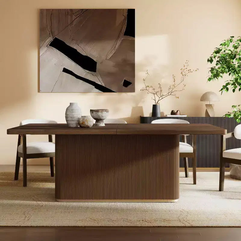 Tavolo da pranzo moderno rettangolare oversize da 84 per 8 persone, con base a piedistallo