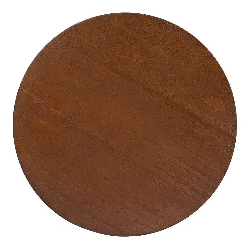 Tavolino rotondo in rattan e legno massello di gomma, tavolino da 15,7