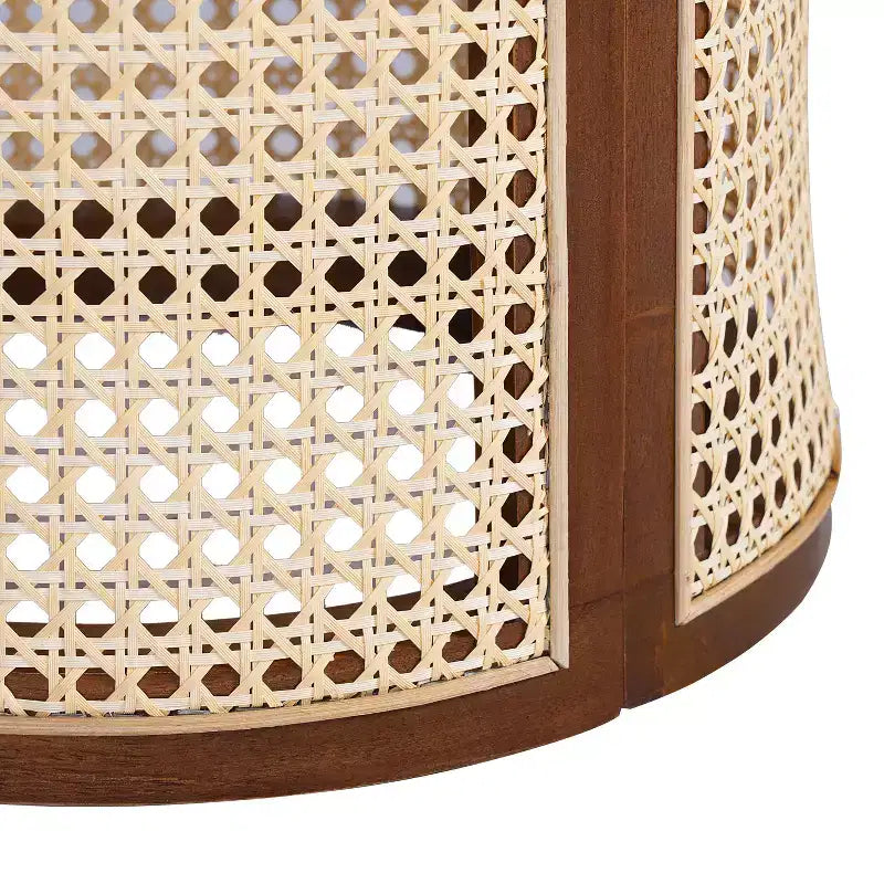 Tavolino rotondo in rattan e legno massello di gomma, tavolino da 15,7