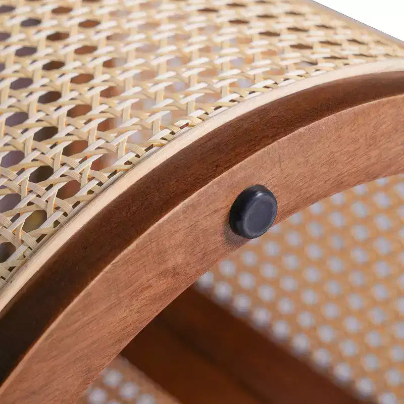 Tavolino rotondo in rattan e legno massello di gomma, tavolino da 15,7