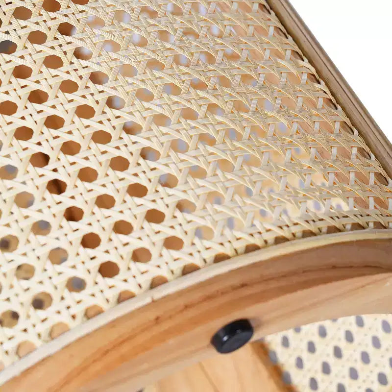 Tavolino rotondo in rattan e legno massello di gomma, tavolino da 15,7
