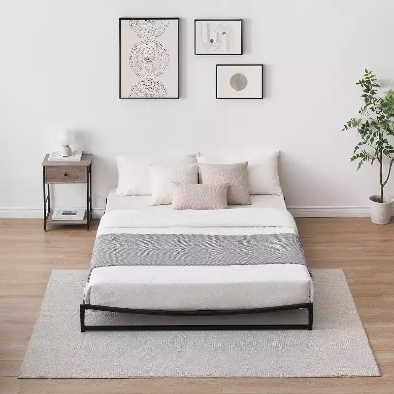 Struttura letto Queen Size con base in metallo, senza molle, facile da montare, con robusto supporto in lamiera d'acciaio