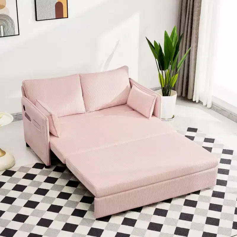 Divano letto trasformabile in 3 in 1 in velluto a coste con USB e tasca laterale, divano letto estraibile singolo per camera degli ospiti o appartamento