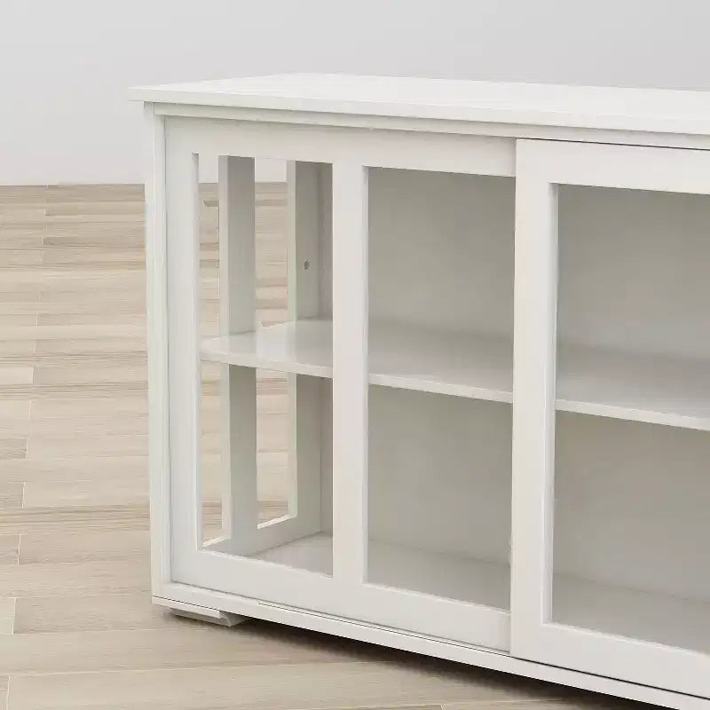 Credenza da cucina con ante scorrevoli in vetro, scaffale regolabile a 2 livelli, madia per cucina, sala da pranzo e soggiorno