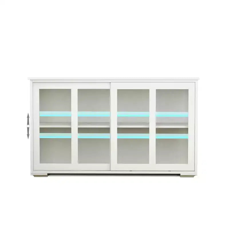 Credenza da cucina con ante scorrevoli in vetro, scaffale regolabile a 2 livelli, madia per cucina, sala da pranzo e soggiorno