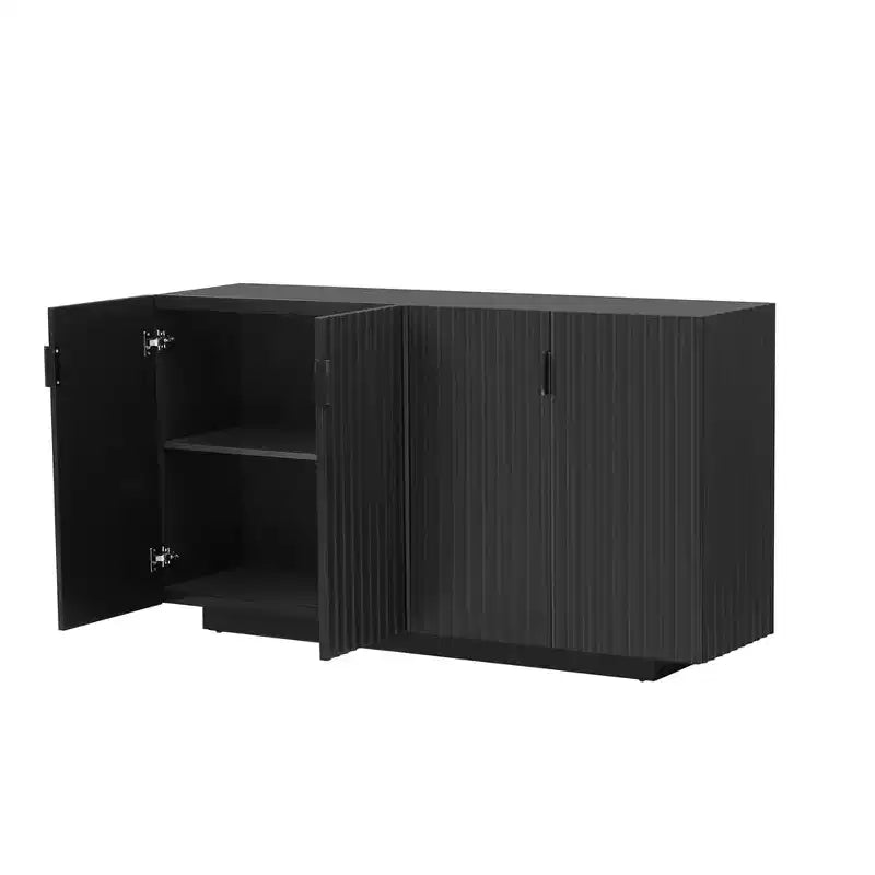 Credenza da 59.8'' con 4 ante ondulate e ripiani regolabili. Tavolo consolle per ingresso. Soggiorno. Sala da pranzo. Cucina