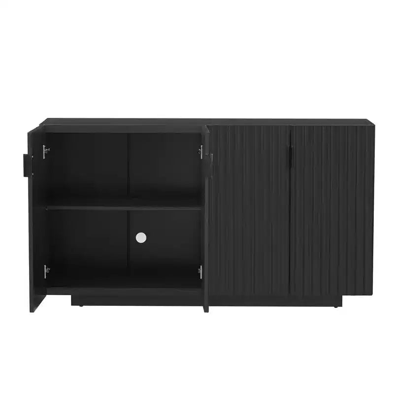 Credenza da 59.8'' con 4 ante ondulate e ripiani regolabili. Tavolo consolle per ingresso. Soggiorno. Sala da pranzo. Cucina