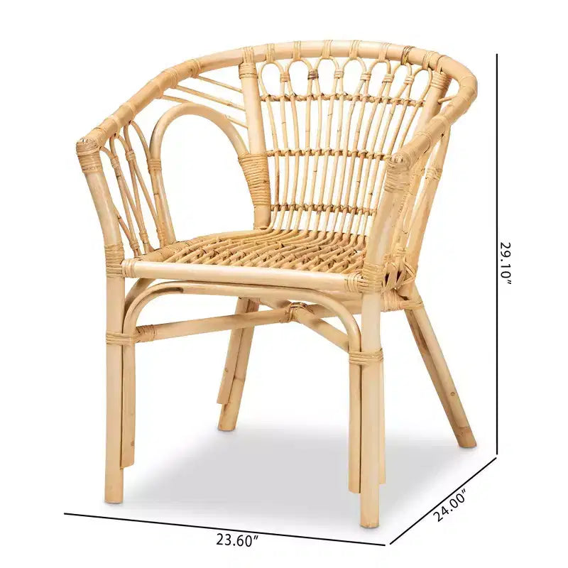 Sedia da pranzo in rattan, naturale/marrone