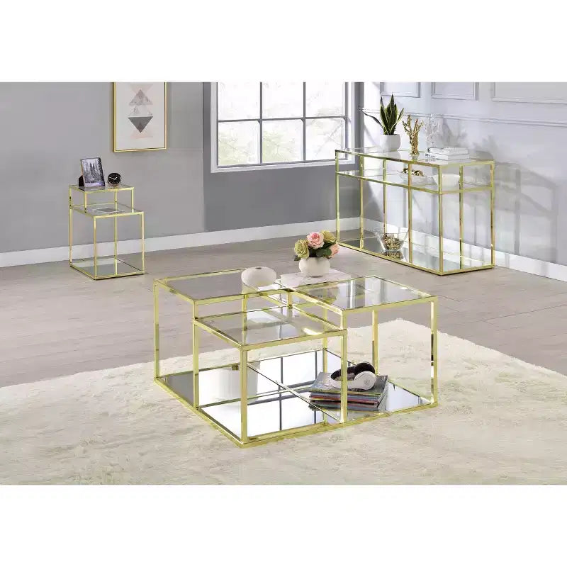 34 "Coffee Table Clear Glass/Gold Finish