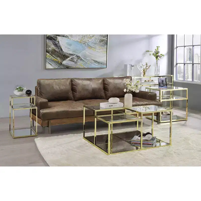 34 "Coffee Table Clear Glass/Gold Finish