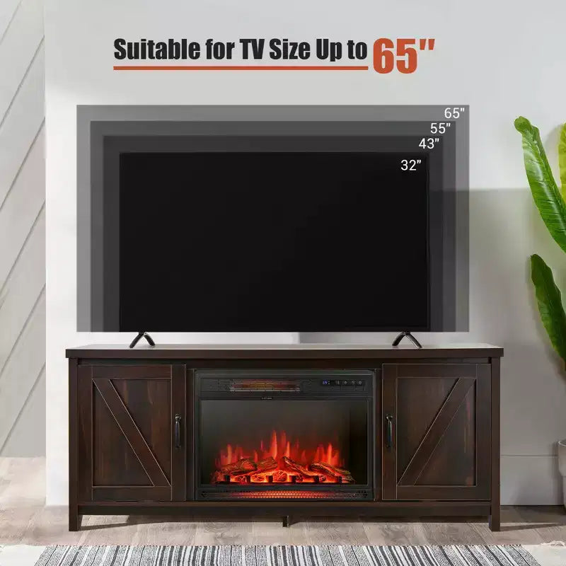 Mobile porta TV con camino da 59'' e stufa elettrica da 25'' da 1350W con telecomando