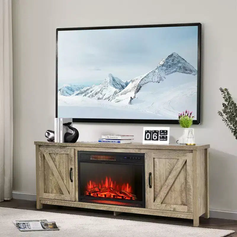 Mobile porta TV con camino da 59'' e stufa elettrica da 25'' da 1350W con telecomando