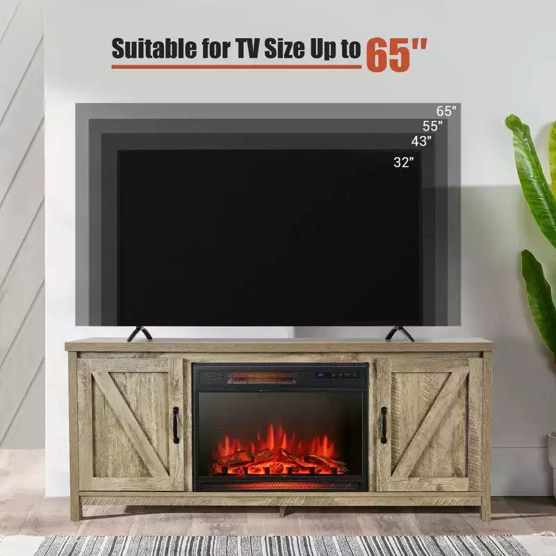 Mobile porta TV con camino da 59'' e stufa elettrica da 25'' da 1350W con telecomando