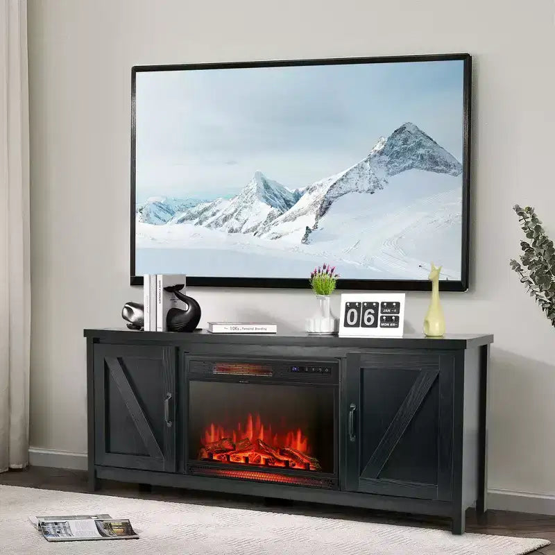 Mobile porta TV con camino da 59'' e stufa elettrica da 25'' da 1350W con telecomando