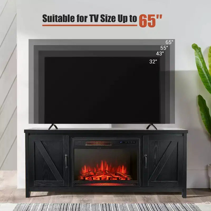 Mobile porta TV con camino da 59'' e stufa elettrica da 25'' da 1350W con telecomando