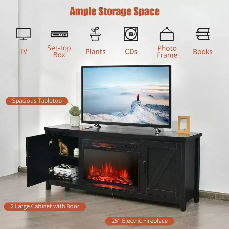 Mobile porta TV con camino da 59'' e stufa elettrica da 25'' da 1350W con telecomando