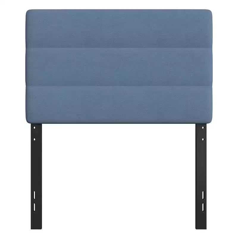 Modern Upholstered Headboard with Horizontal Line Stitching and Adjustable Height Rails