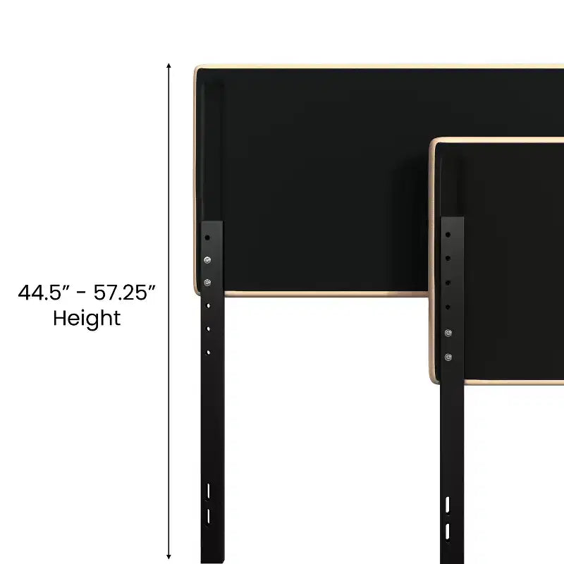 Modern Upholstered Headboard with Horizontal Line Stitching and Adjustable Height Rails