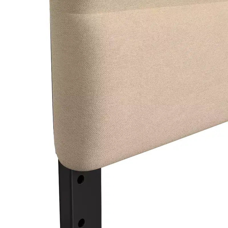 Modern Upholstered Headboard with Horizontal Line Stitching and Adjustable Height Rails