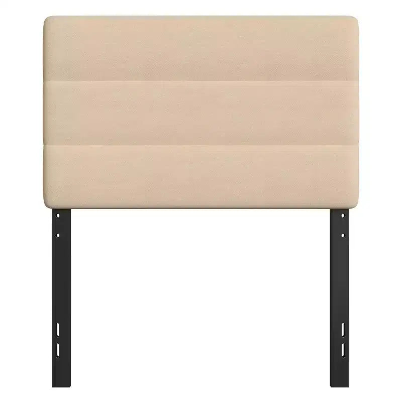 Modern Upholstered Headboard with Horizontal Line Stitching and Adjustable Height Rails