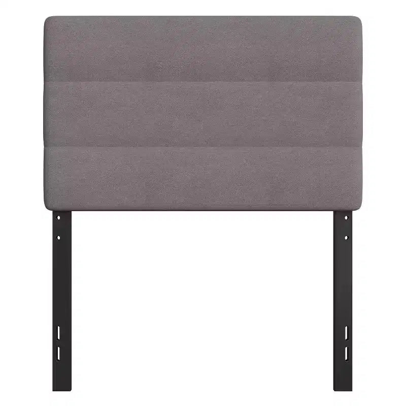 Modern Upholstered Headboard with Horizontal Line Stitching and Adjustable Height Rails
