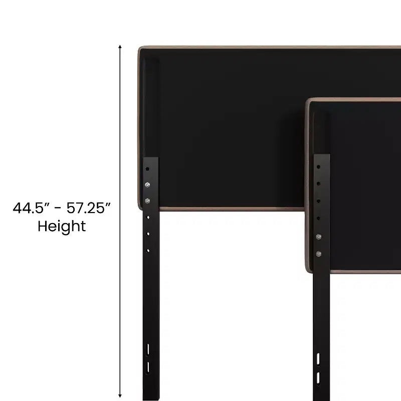 Modern Upholstered Headboard with Horizontal Line Stitching and Adjustable Height Rails