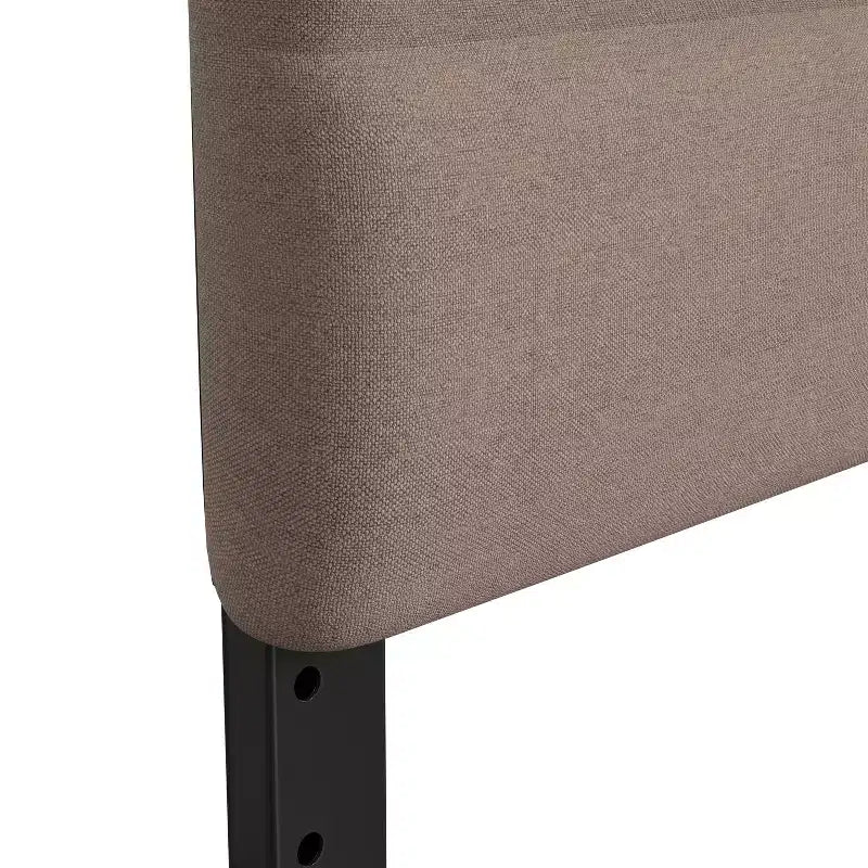 Modern Upholstered Headboard with Horizontal Line Stitching and Adjustable Height Rails