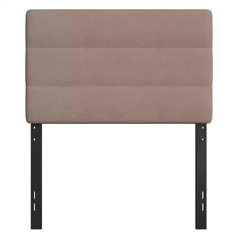 Modern Upholstered Headboard with Horizontal Line Stitching and Adjustable Height Rails