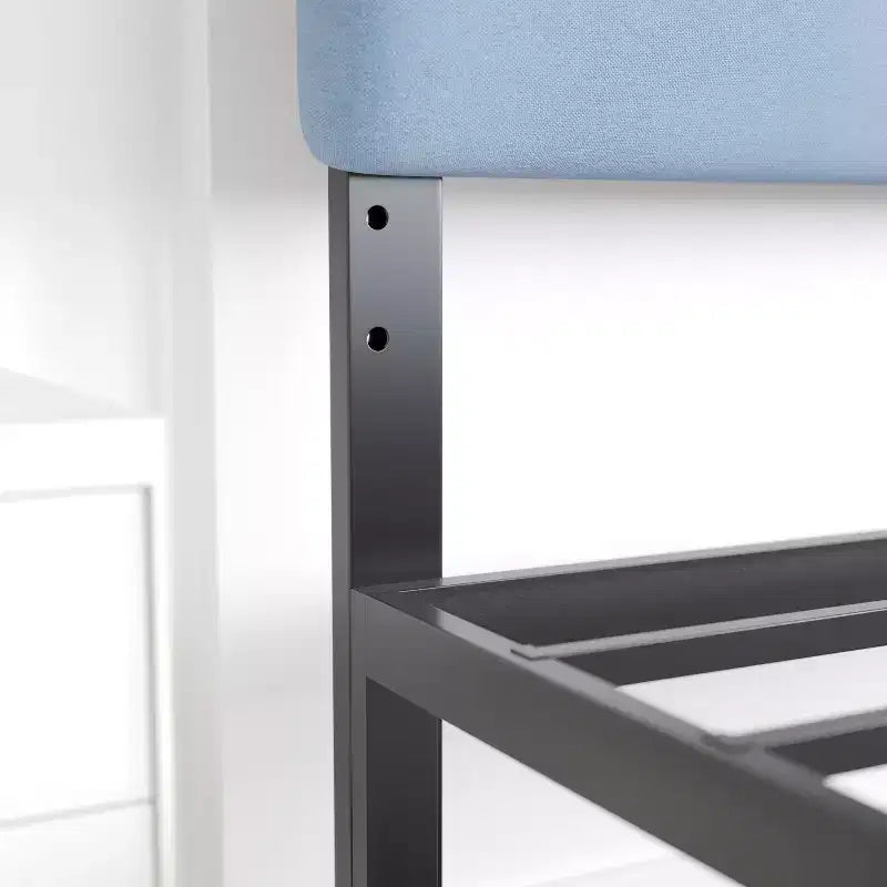 Modern Upholstered Headboard with Horizontal Line Stitching and Adjustable Height Rails