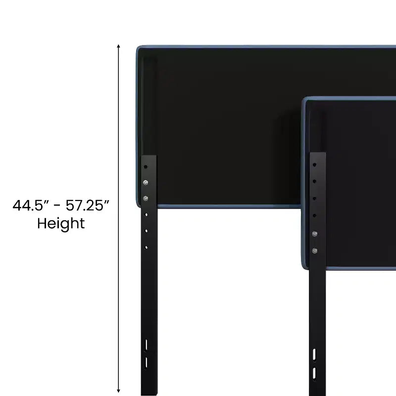 Modern Upholstered Headboard with Horizontal Line Stitching and Adjustable Height Rails