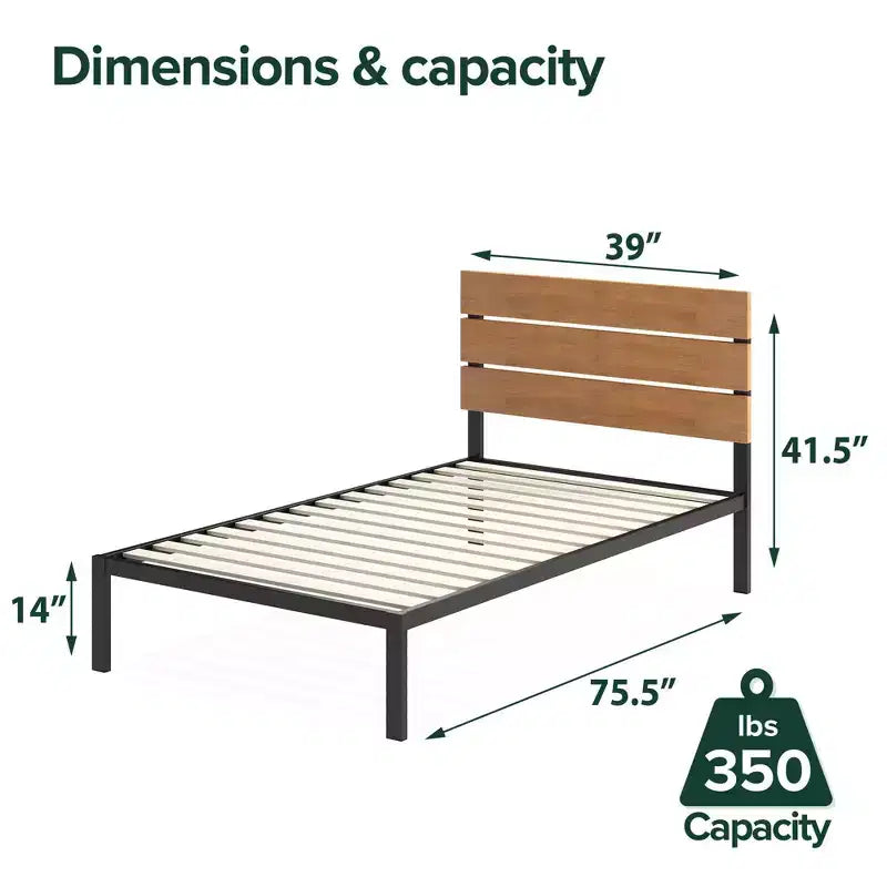 Struttura letto con base in metallo, naturale