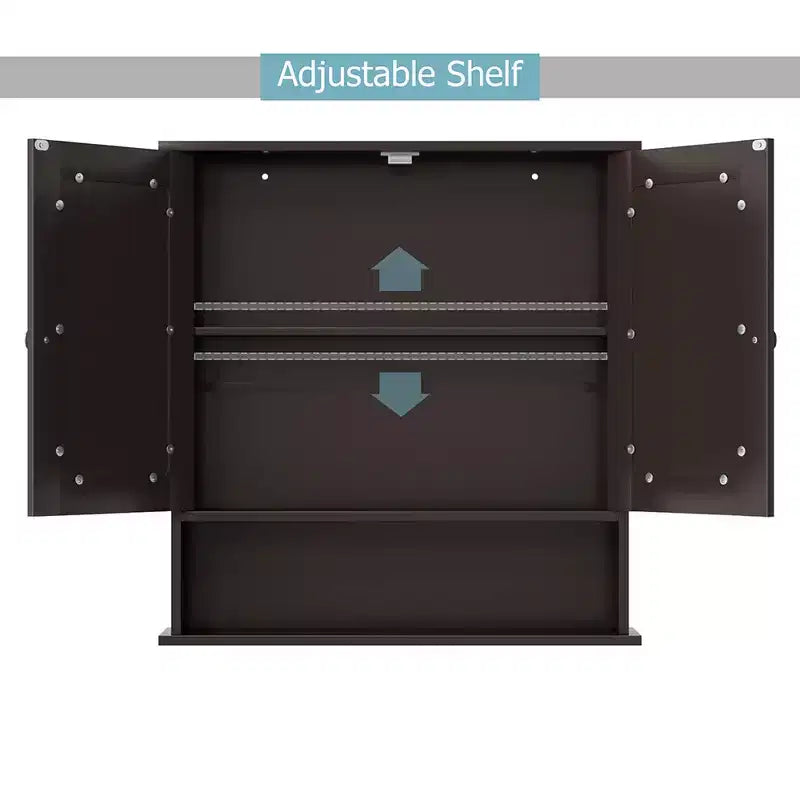 Mobiletto a specchio da parete per bagno, organizer portamedicinali, bianco/grigio/marrone/nero